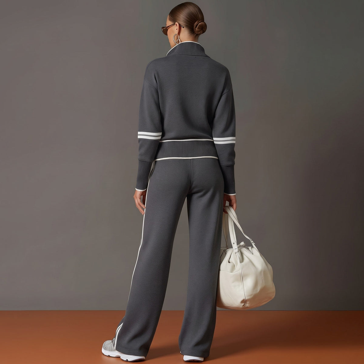 Amelia – Women’s Half-Zip Sweatshirt and Wide-Leg Pants Set