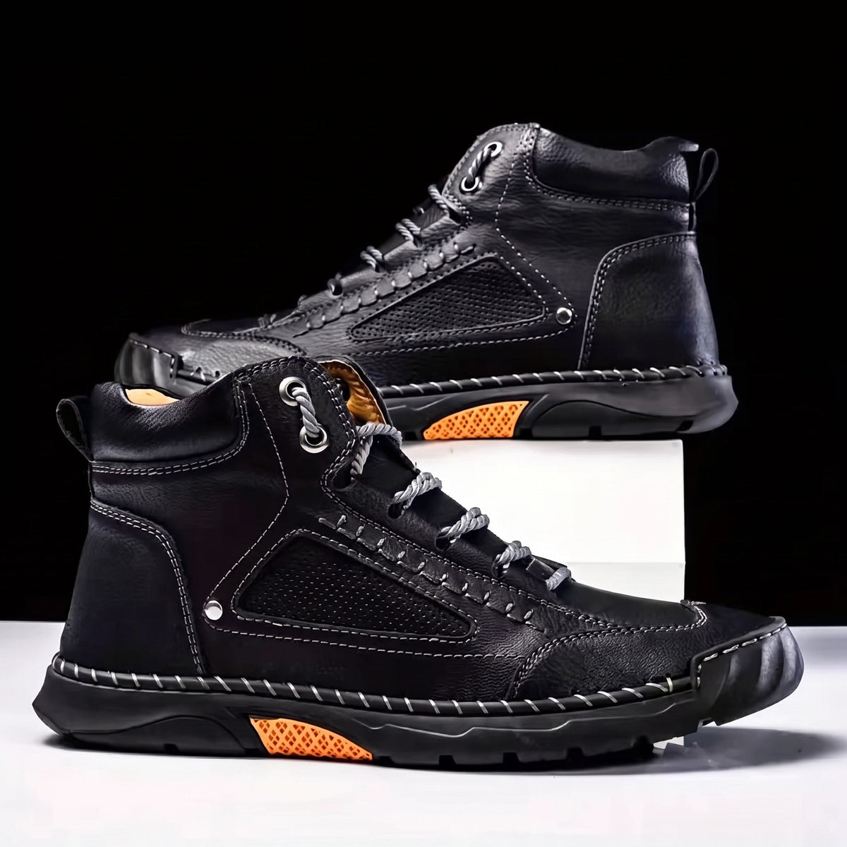 Marcus - Men's Orthopaedic Lace-Up Ankle Boots with Contrast Sole