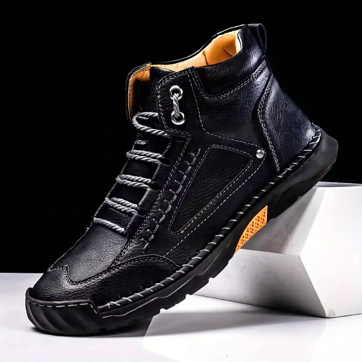 Marcus - Men's Orthopaedic Lace-Up Ankle Boots with Contrast Sole