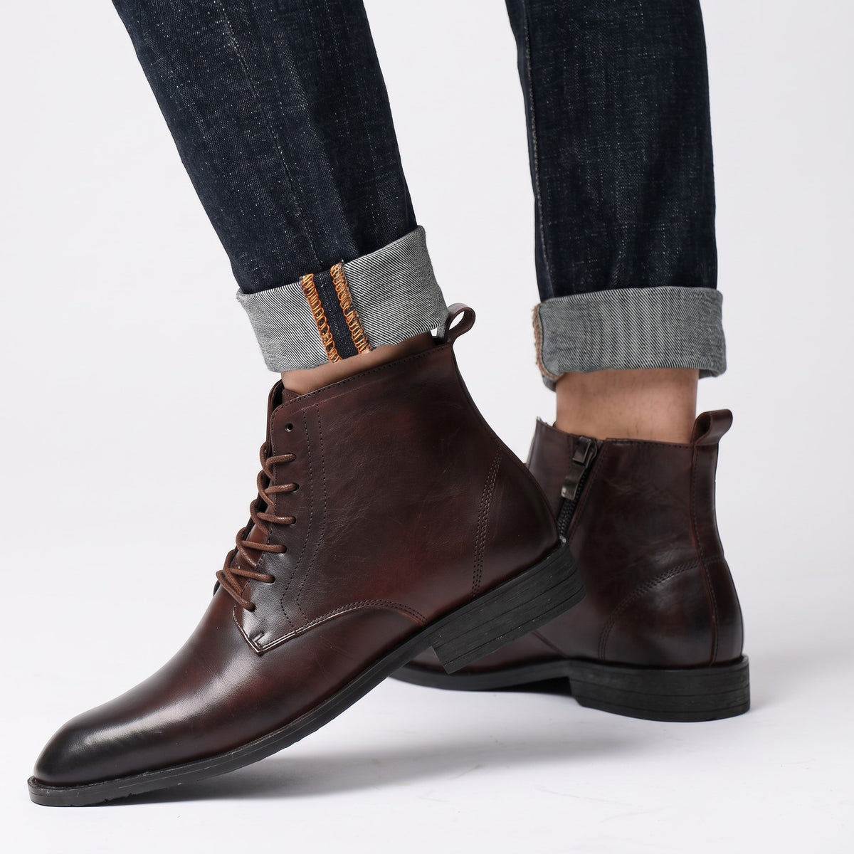 John - Men's Lace-Up Ankle Boots with Pointed Toe