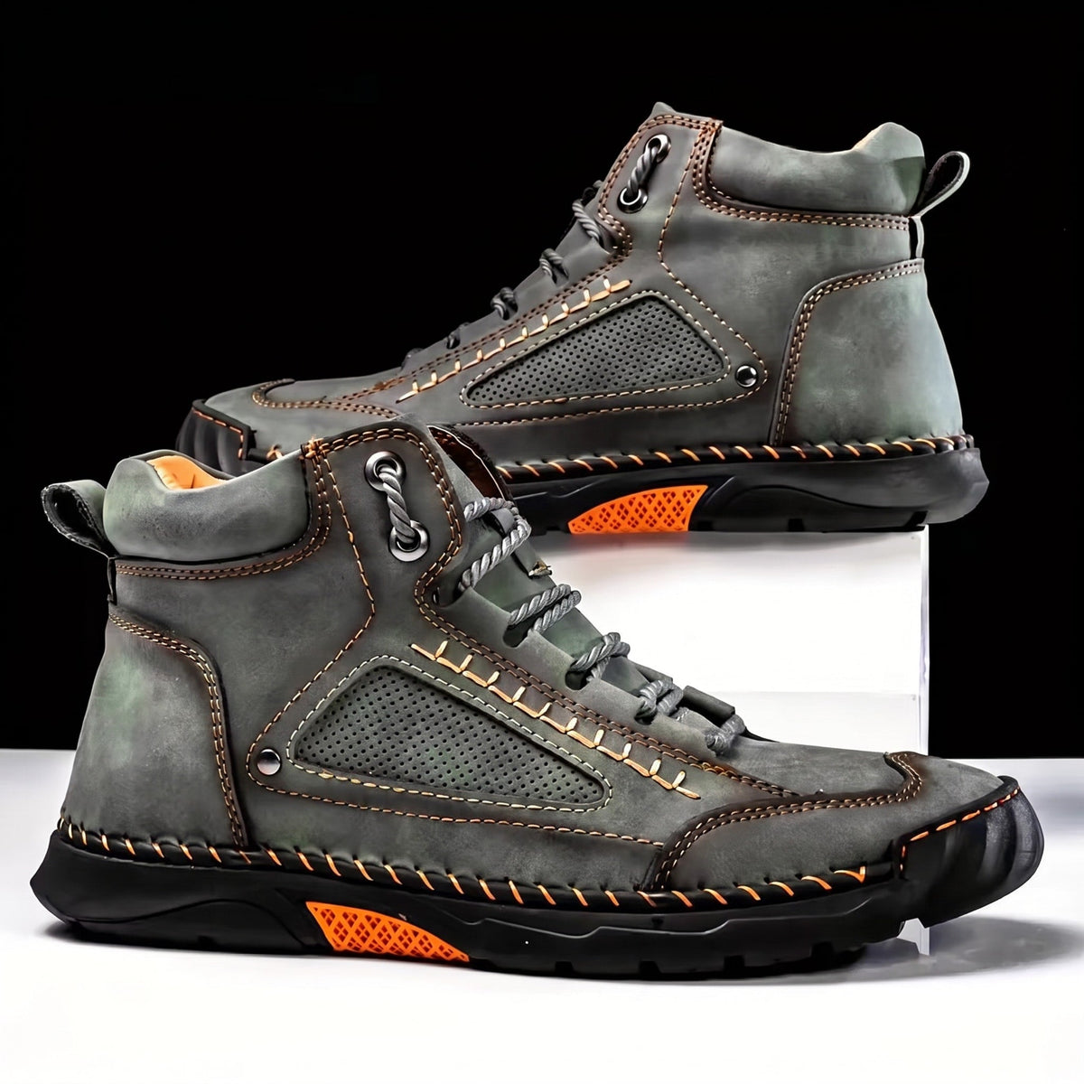 Marcus - Men's Orthopaedic Lace-Up Ankle Boots with Contrast Sole