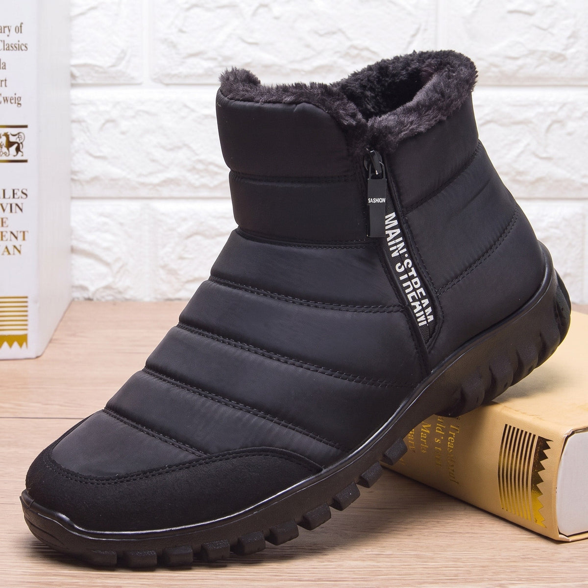 Jonas - Men's Orthopedic Faux Fur Lined Winter Ankle Boots with Side Zipper