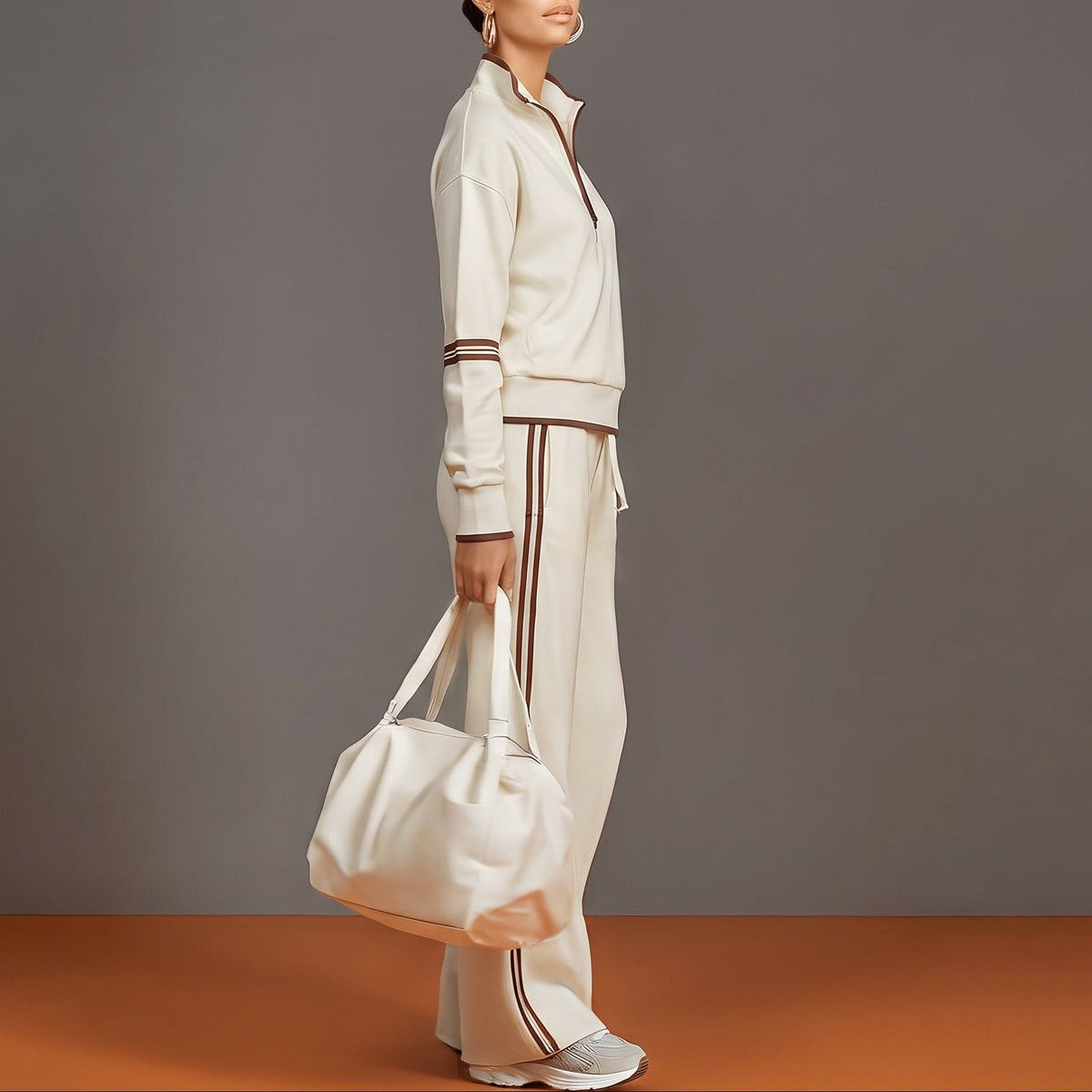 Amelia – Women’s Half-Zip Sweatshirt and Wide-Leg Pants Set