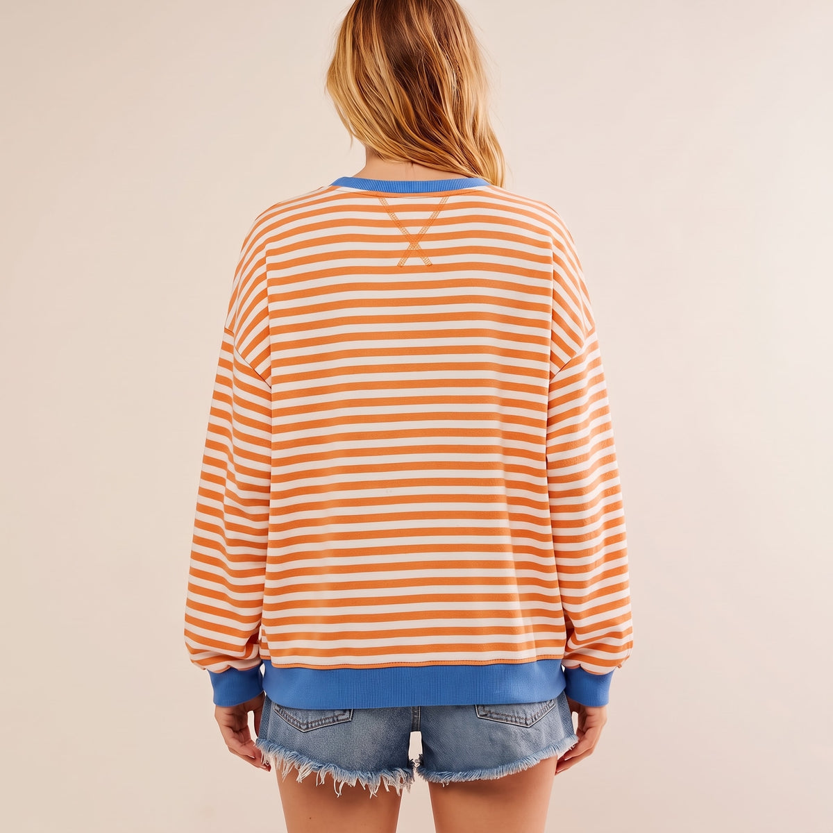 Sophie – Women’s Oversized Striped Sweater with Contrast Trim