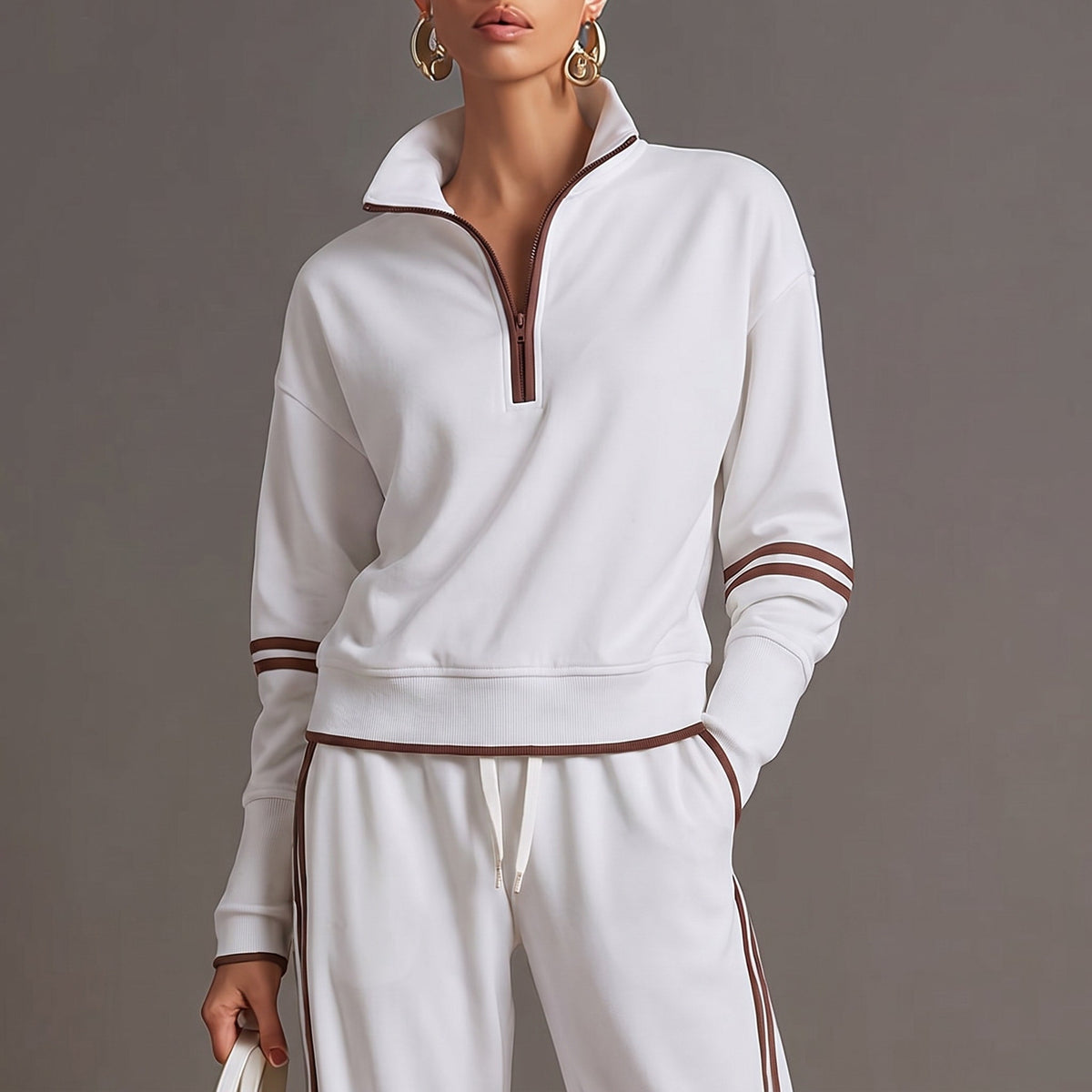 Amelia – Women’s Half-Zip Sweatshirt and Wide-Leg Pants Set