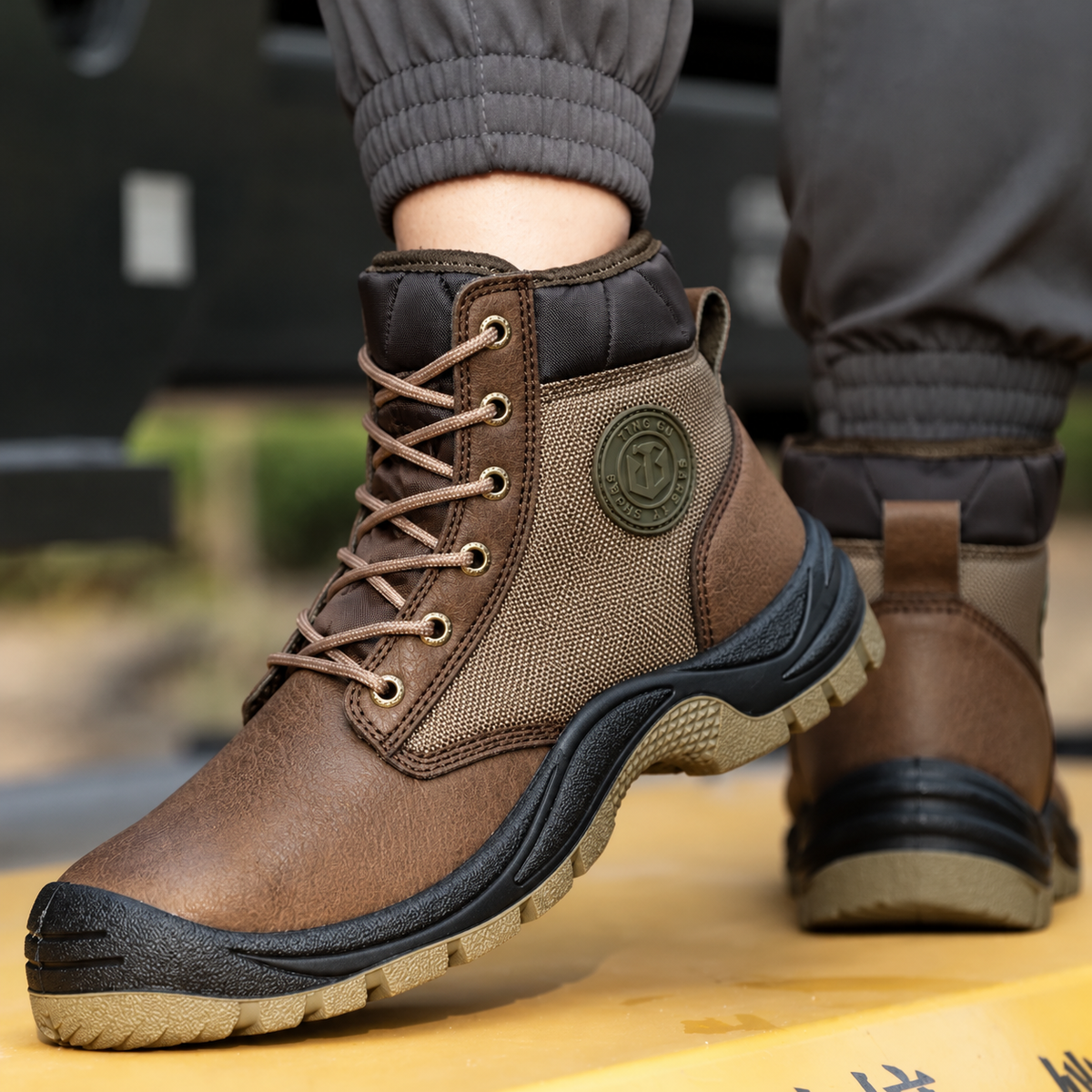 Marcus - Men's Orthopedic Steel Toe Slip-Resistant Lace-Up Work Boots