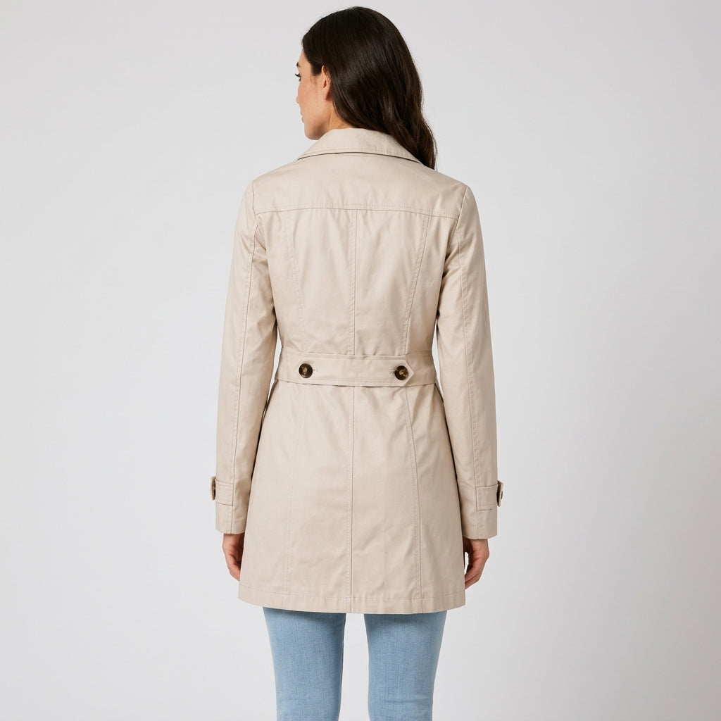 Sophie - Women's Belted Trench Coat with Notch Lapel Collar