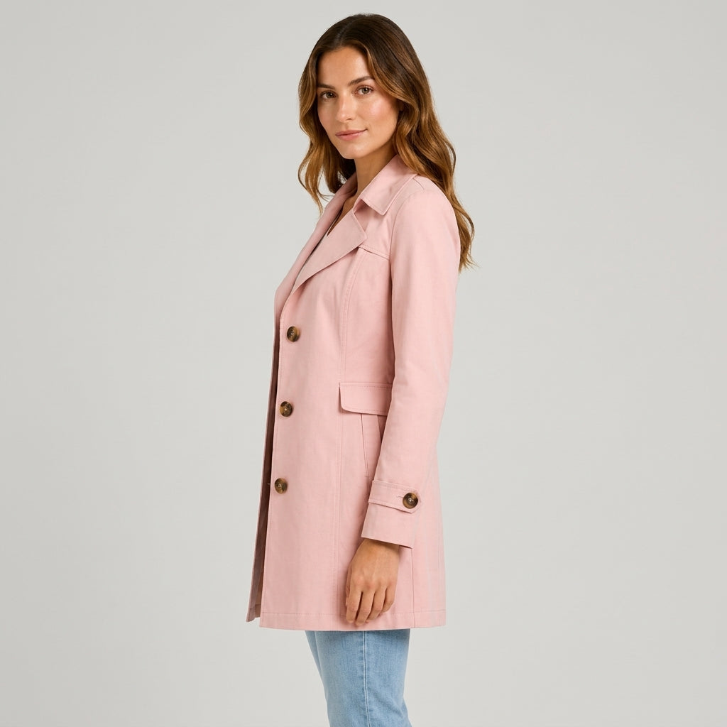 Sophie - Women's Belted Trench Coat with Notch Lapel Collar