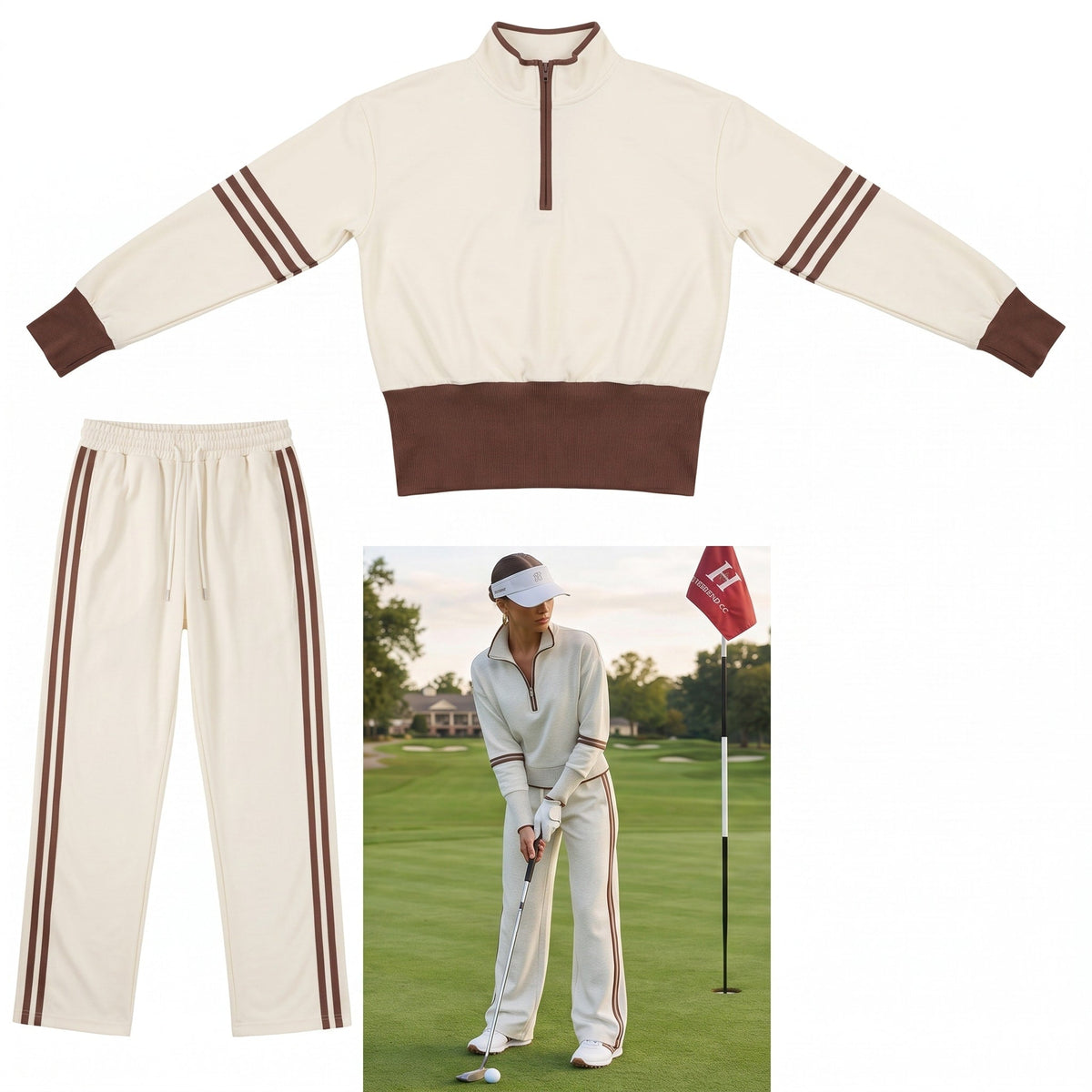 Amelia – Women’s Half-Zip Sweatshirt and Wide-Leg Pants Set