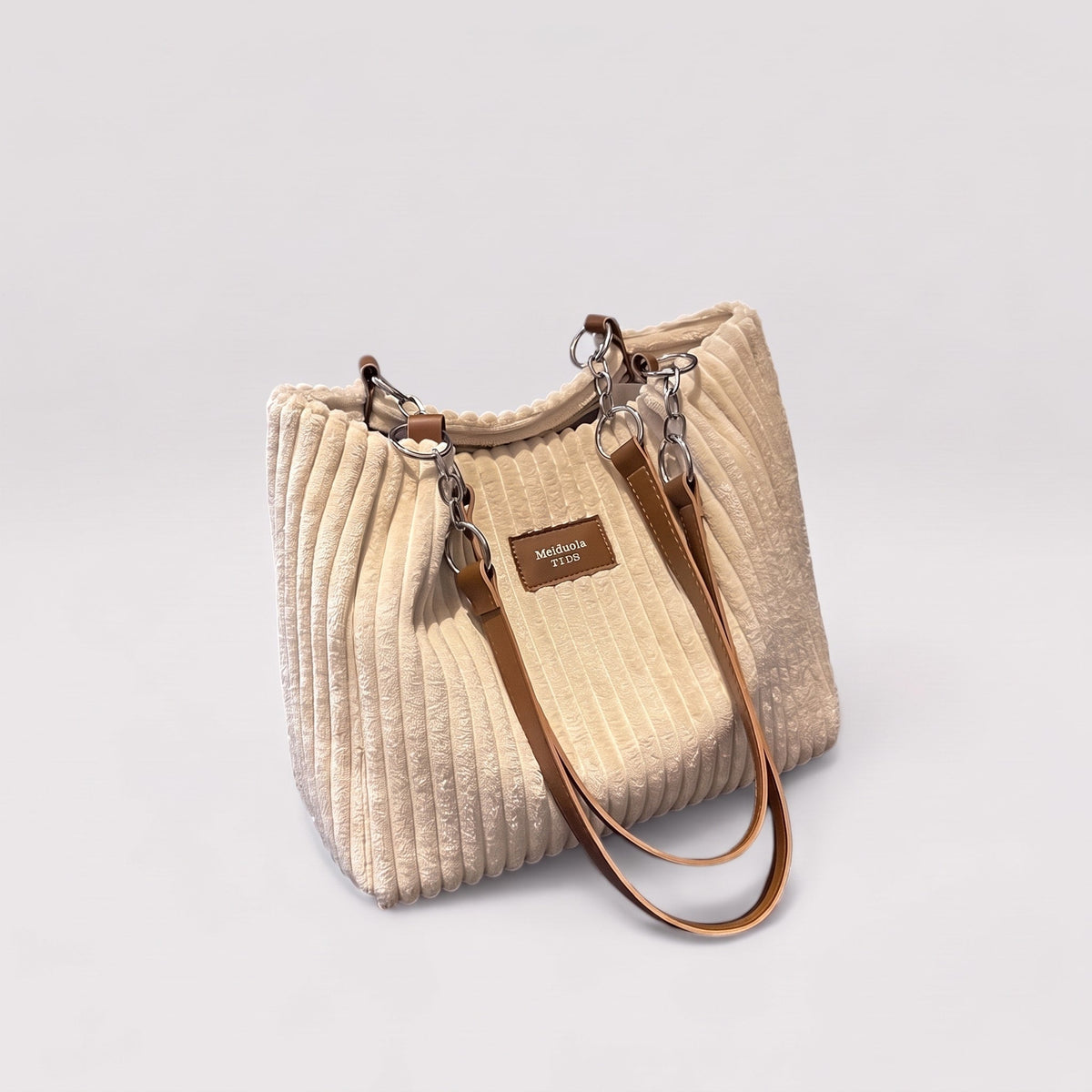Emma – Women’s Corduroy Shoulder Bag with Chain Strap