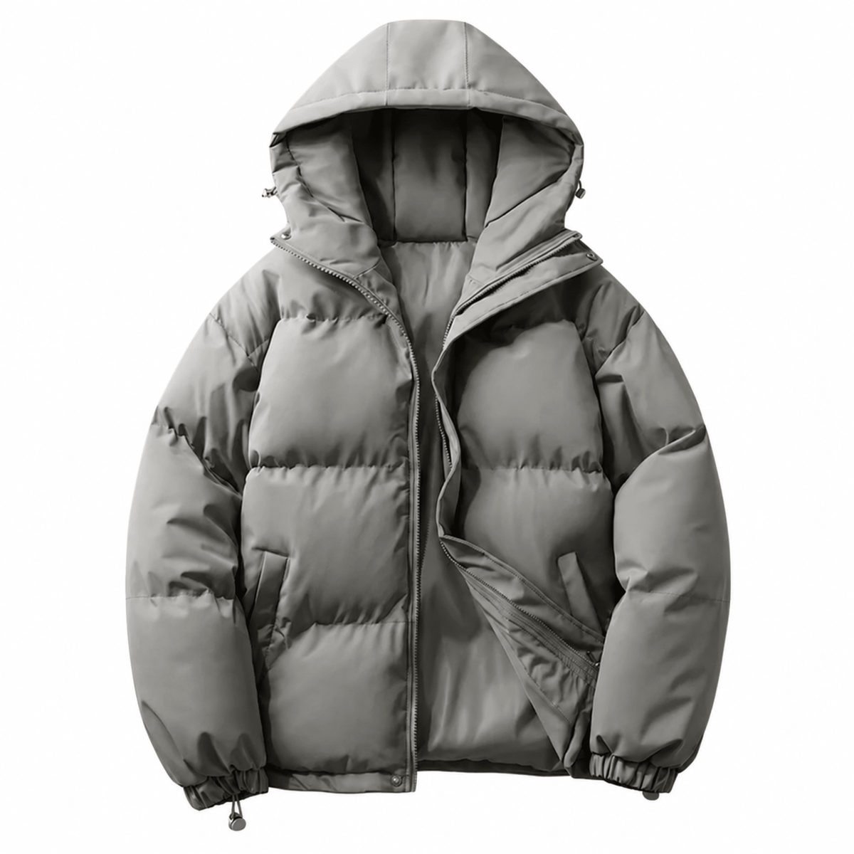 Abram - Men's Hooded Puffer Jacket with Zip Front and Drawstring Hem