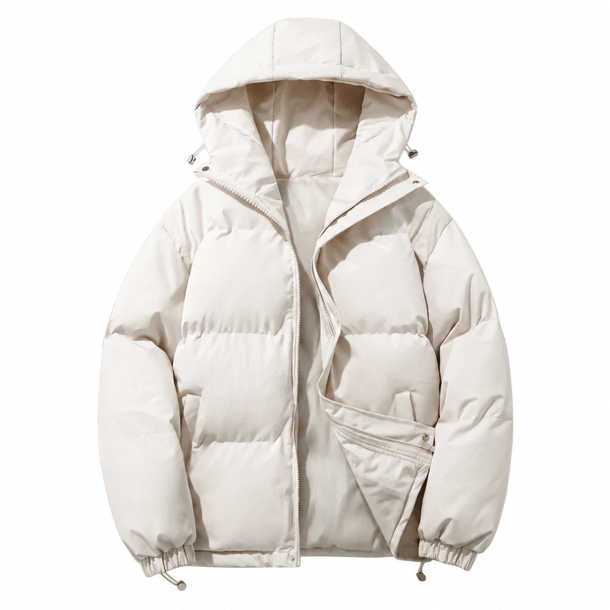 Abram - Men's Hooded Puffer Jacket with Zip Front and Drawstring Hem