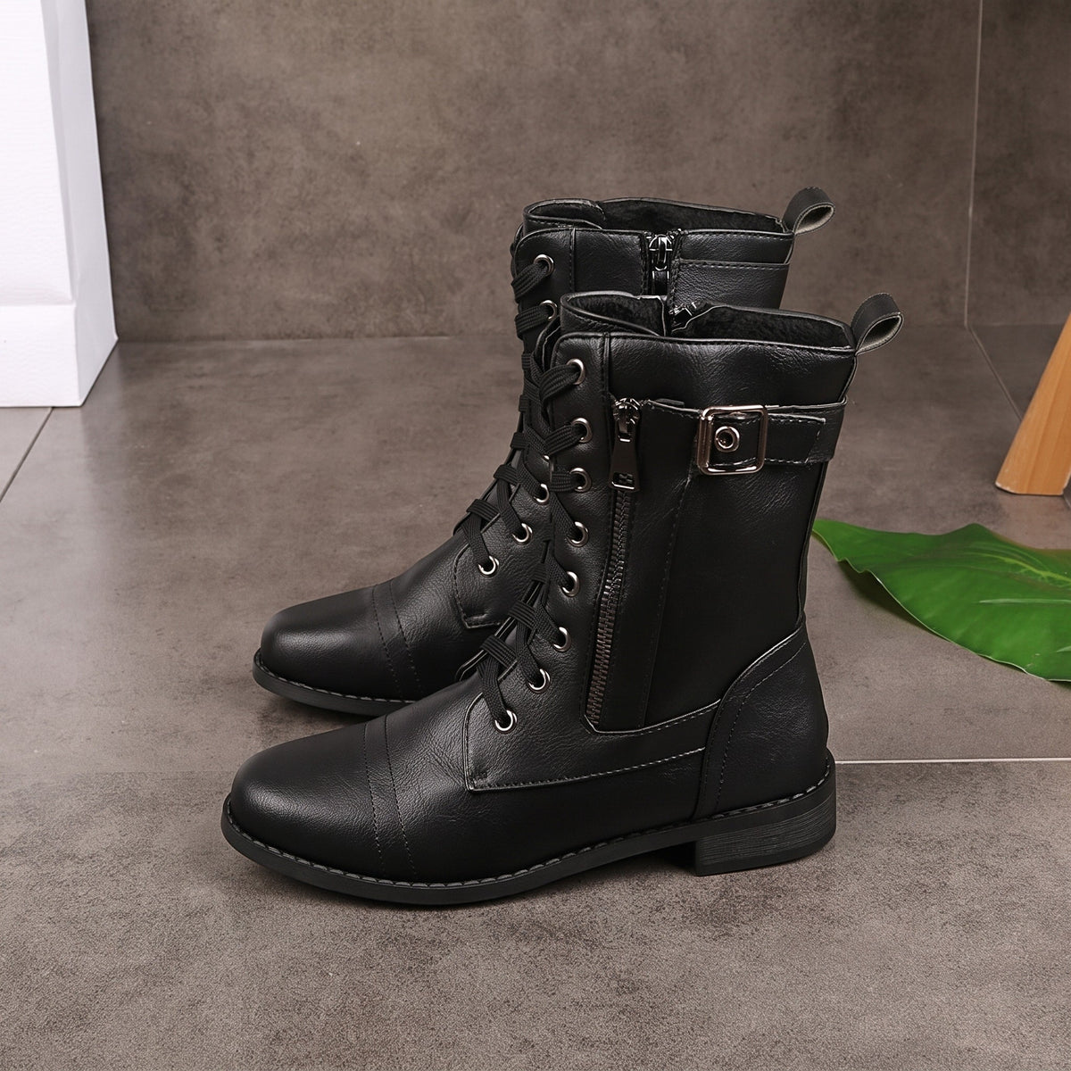 Anna - Women's Orthopedic Lace-Up Ankle Boots with Side Zip