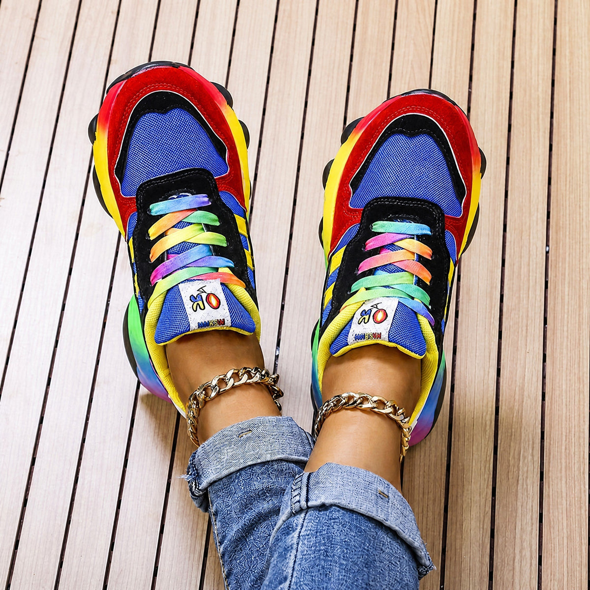 Ava - Women's Supportive Rainbow Multicolor Chunky Sneakers