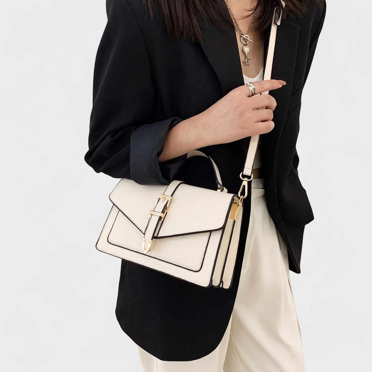 Claire – Women’s Envelope Flap Crossbody Bag with Buckle Strap