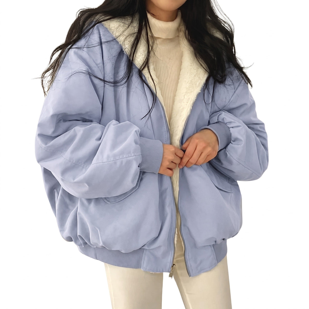 Caitlin - Women's Hooded Puffer Jacket with Zip Closure