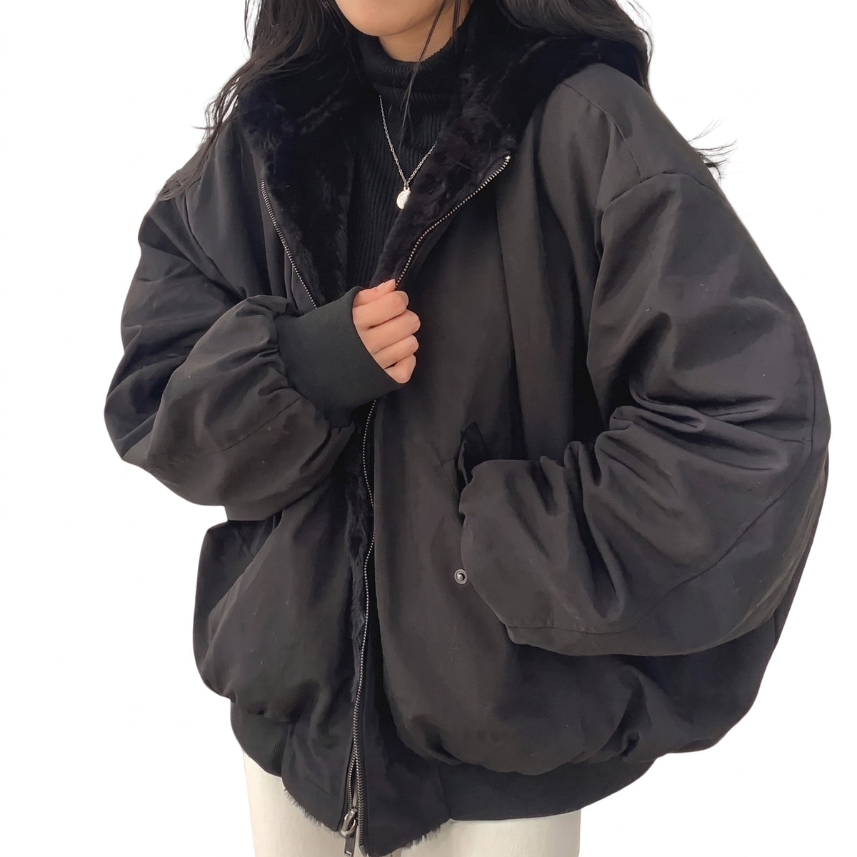 Caitlin - Women's Hooded Puffer Jacket with Zip Closure