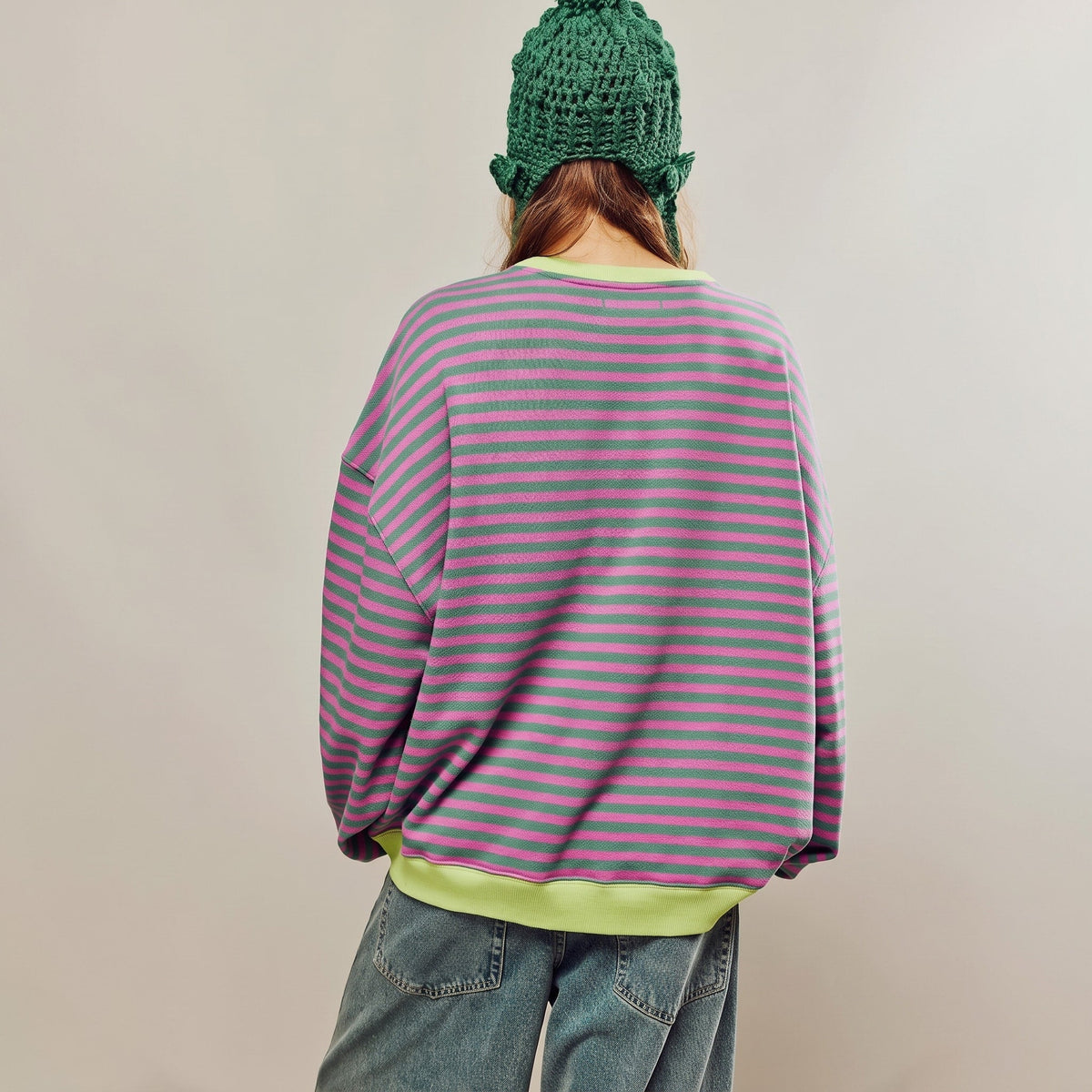 Sophie – Women’s Oversized Striped Sweater with Contrast Trim