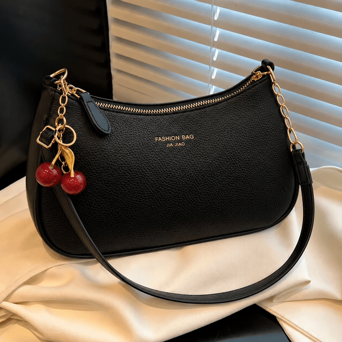 Sophia – Women’s Chain Strap Hobo Bag with Cherry Charm