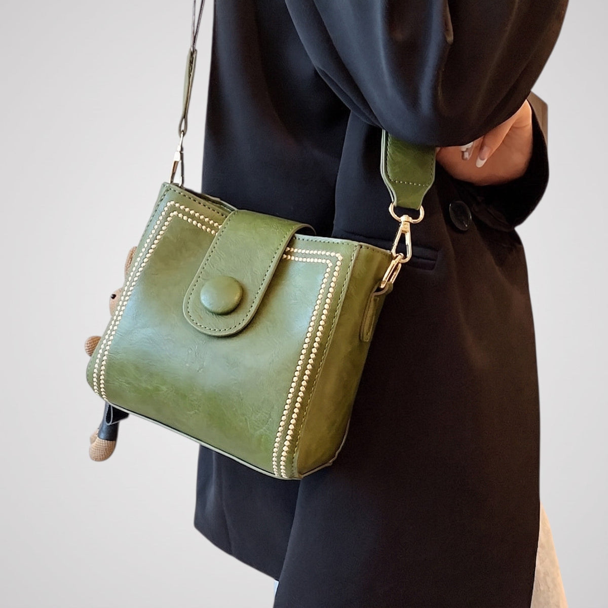 Emma – Women’s Studded Crossbody Bag with Wide Strap