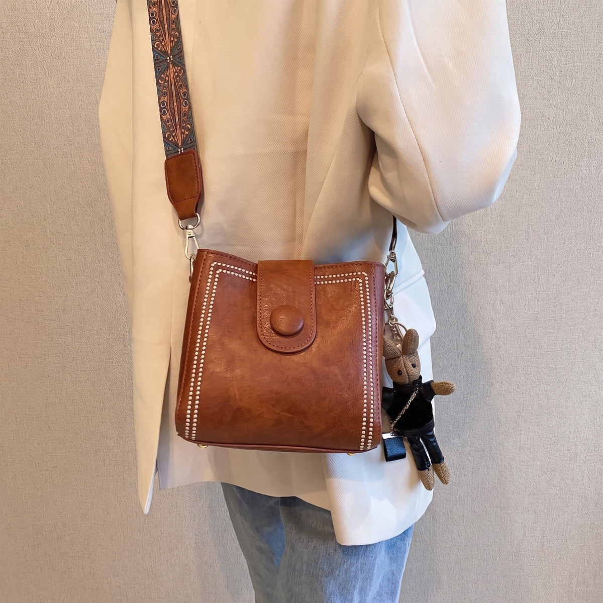 Emma – Women’s Studded Crossbody Bag with Wide Strap