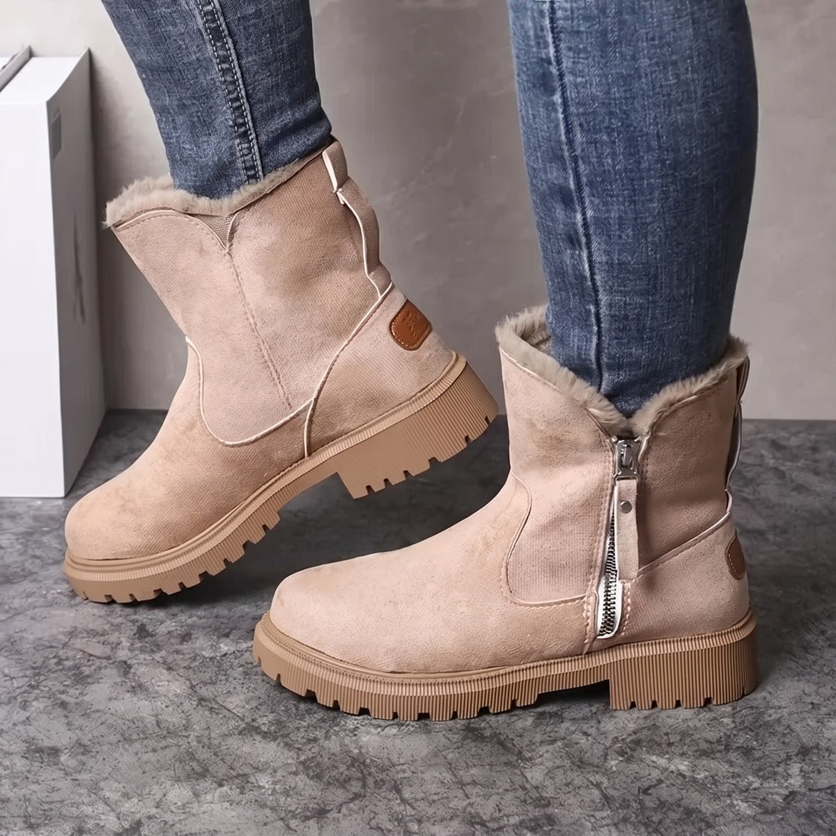 Harper - Women's Platform Ankle Boots with Zip Closure