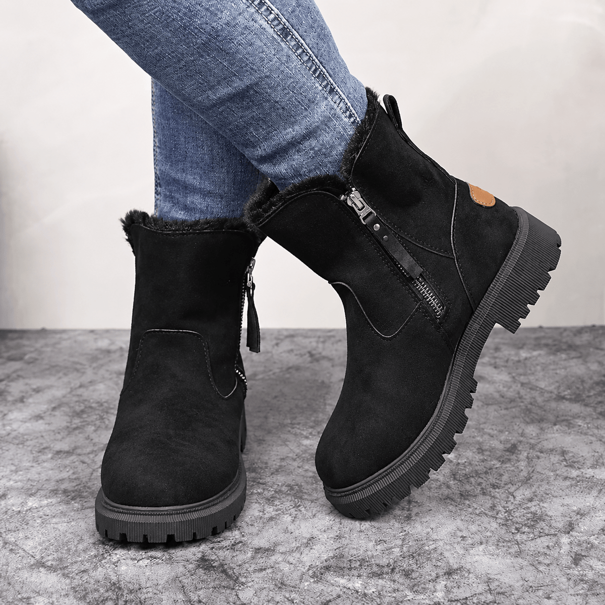 Harper - Women's Platform Ankle Boots with Zip Closure
