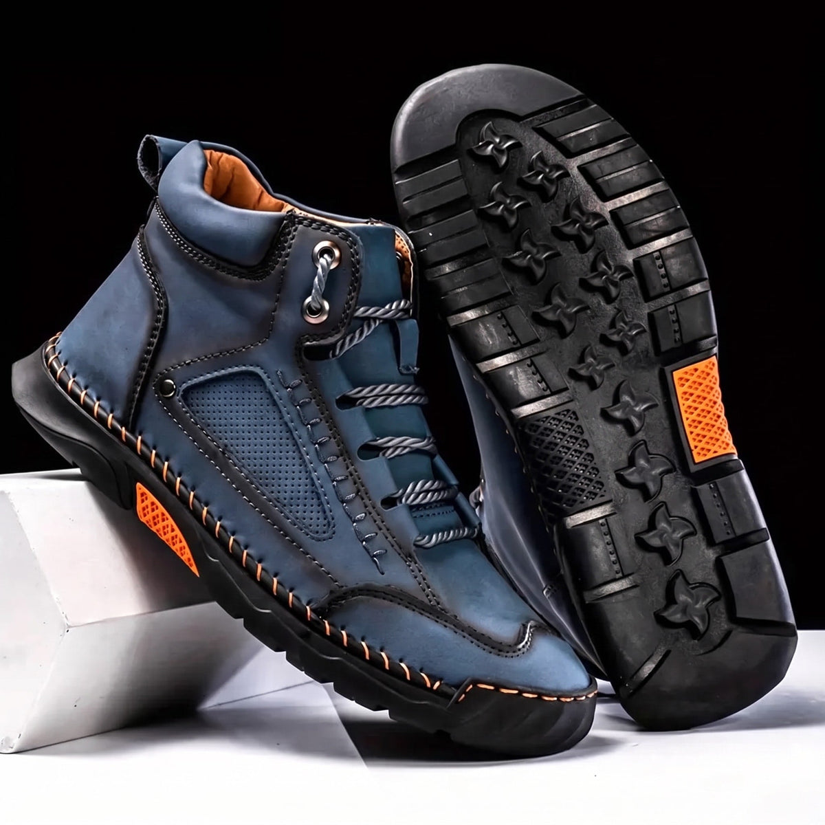 Marcus - Men's Orthopaedic Lace-Up Ankle Boots with Contrast Sole