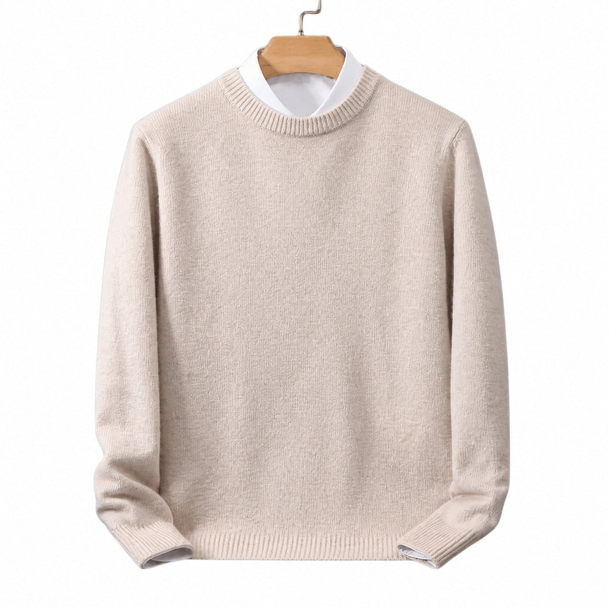 Daniel - Men's Mock Neck Layered-Look Sweater with Shirt Collar