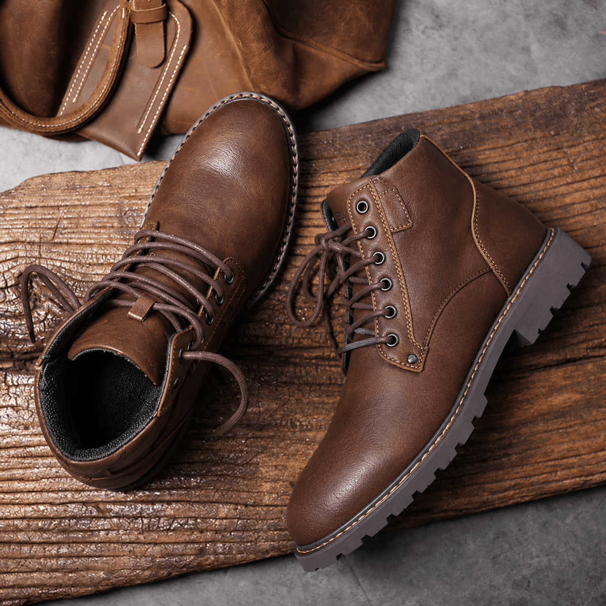 Marcus - Men’s High-Top Lace-Up Chunky Sole Ankle Boots