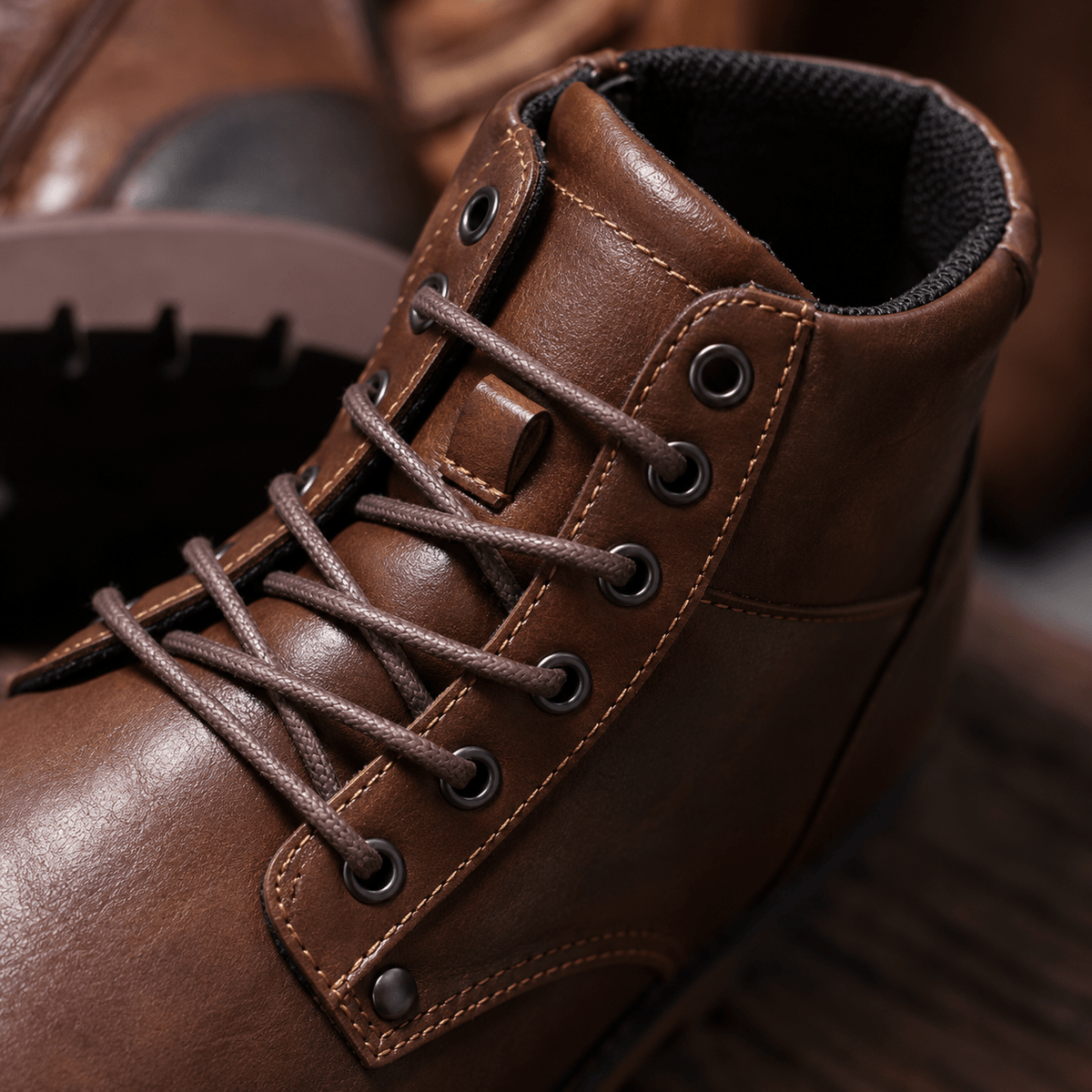 Marcus - Men’s High-Top Lace-Up Chunky Sole Ankle Boots
