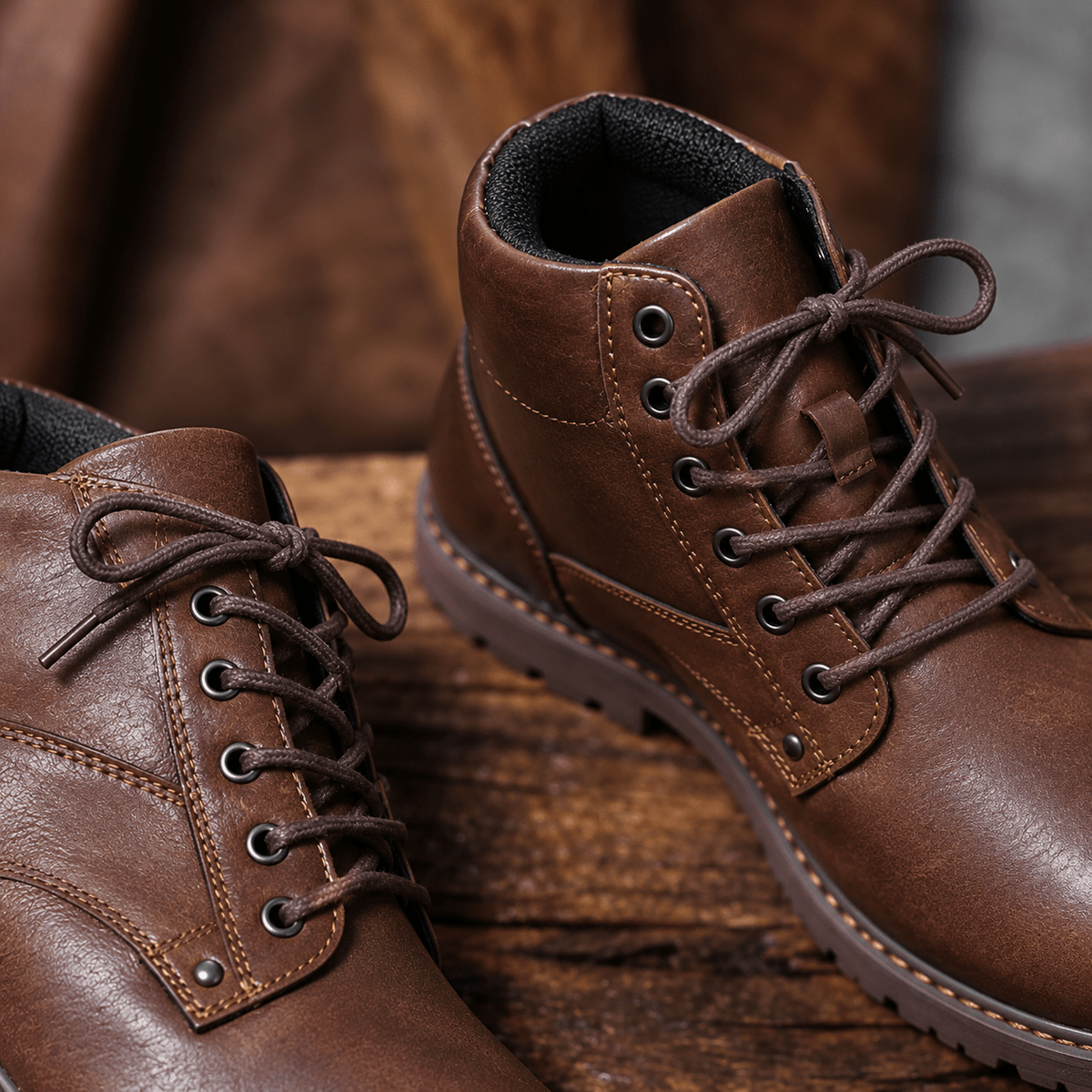 Marcus - Men’s High-Top Lace-Up Chunky Sole Ankle Boots