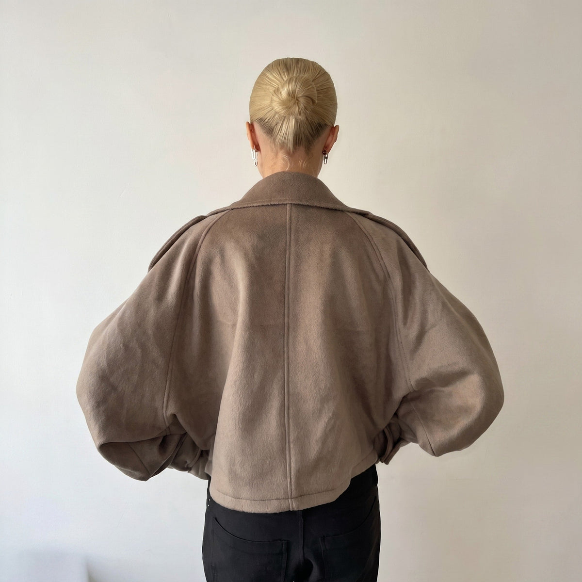 Elena - Women's Oversized Wool Look Jacket with Stand Collar