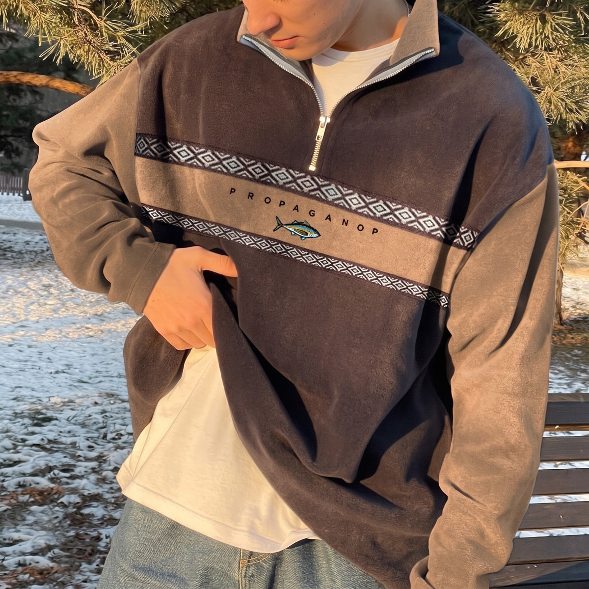 Elijah – Men’s Southwestern Print Quarter-Zip Pullover