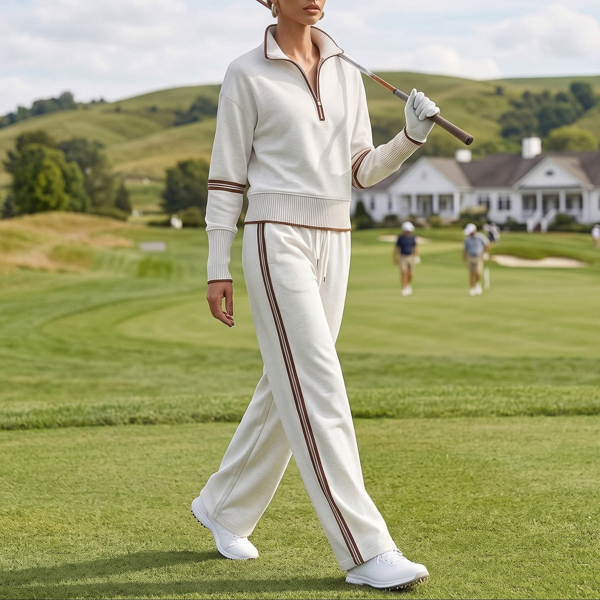 Amelia – Women’s Half-Zip Sweatshirt and Wide-Leg Pants Set