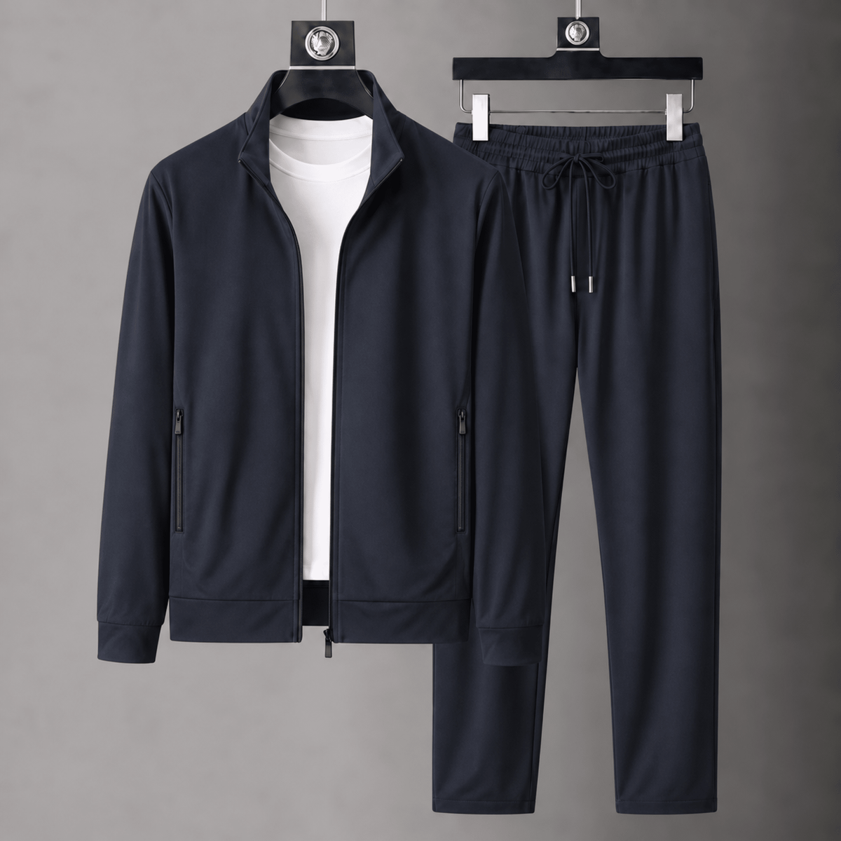 George - Men's Zip-Up Two-Piece Tracksuit Set with Stand Collar