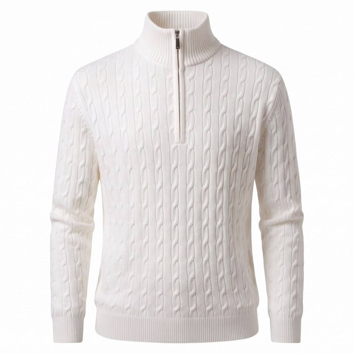 Henry – Men’s Cable-Knit Quarter-Zip Mock Neck Sweater