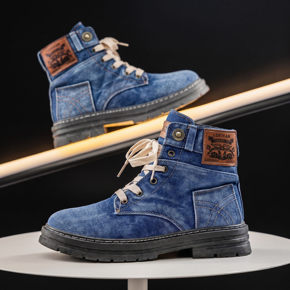 Jack - Men's Lace-Up Chunky Sole Combat Boots with Padded Collar