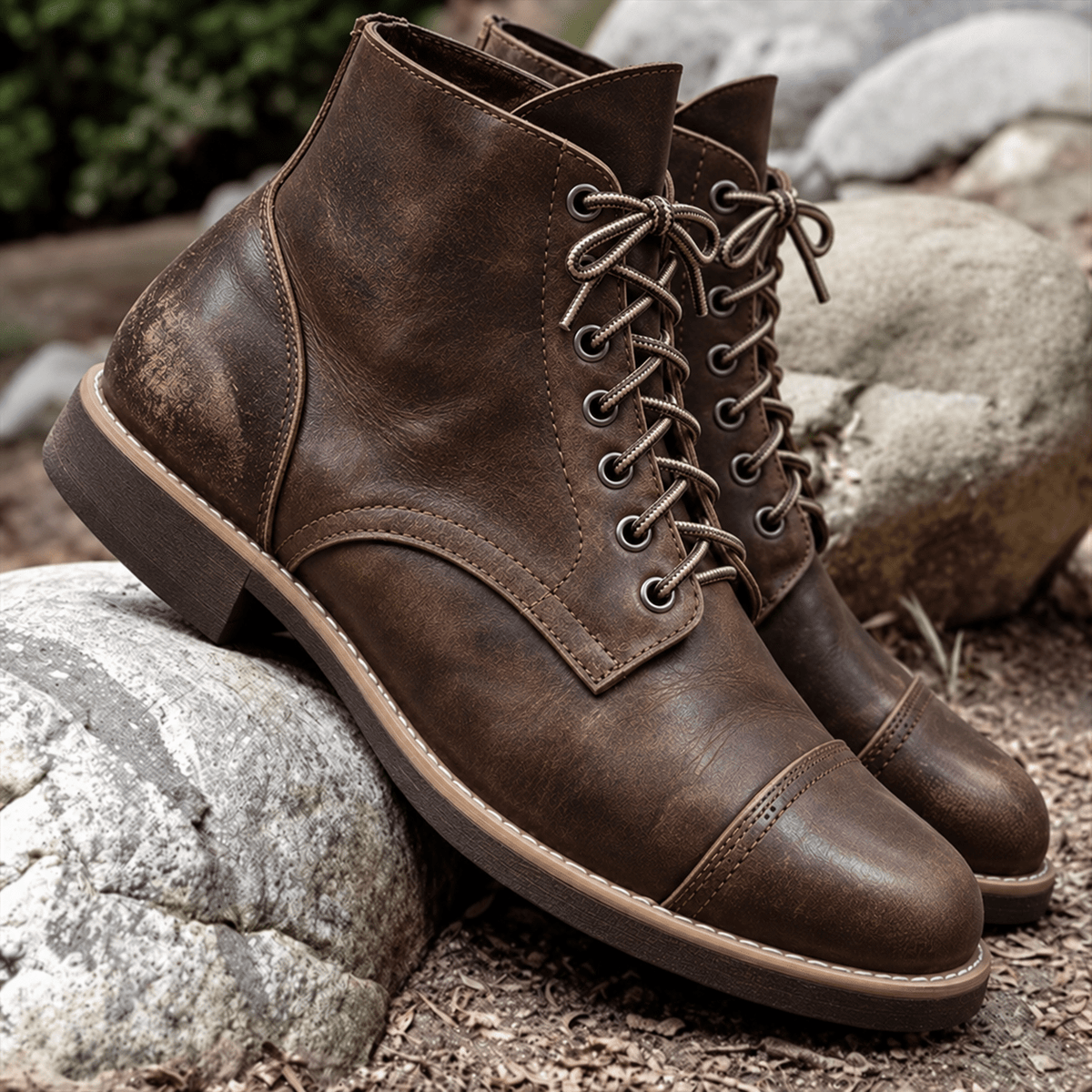 Jonas - Men's Lace-Up Ankle Boots with Cap Toe