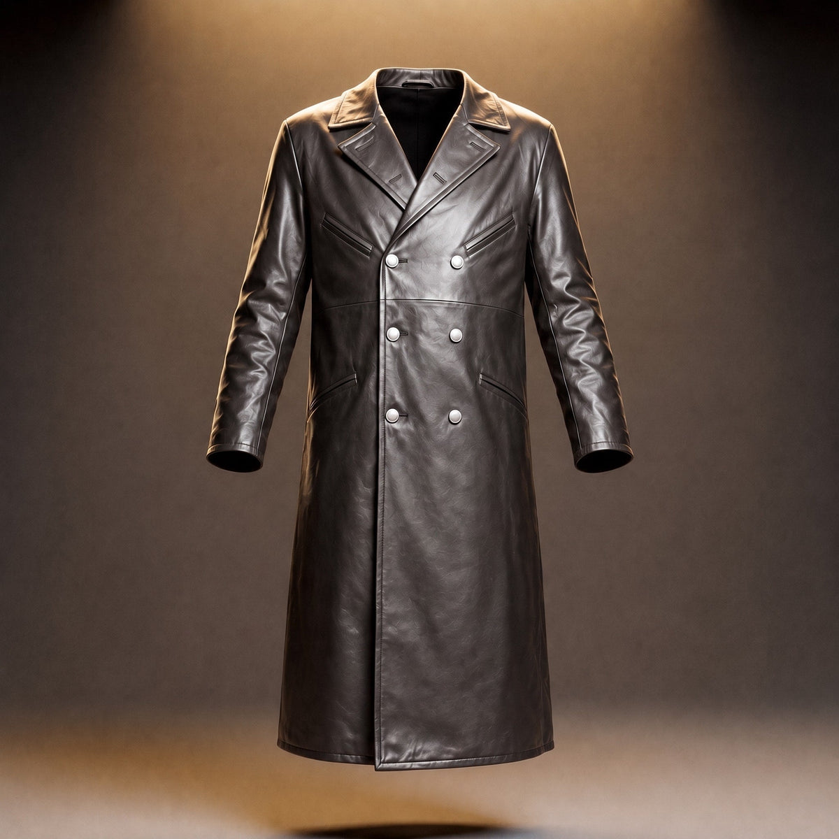 James - Men's Double-Breasted Long Overcoat with Wide Lapels