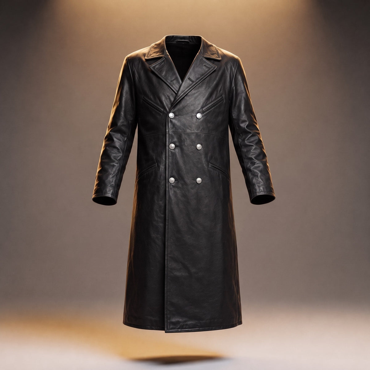 James - Men's Double-Breasted Long Overcoat with Wide Lapels