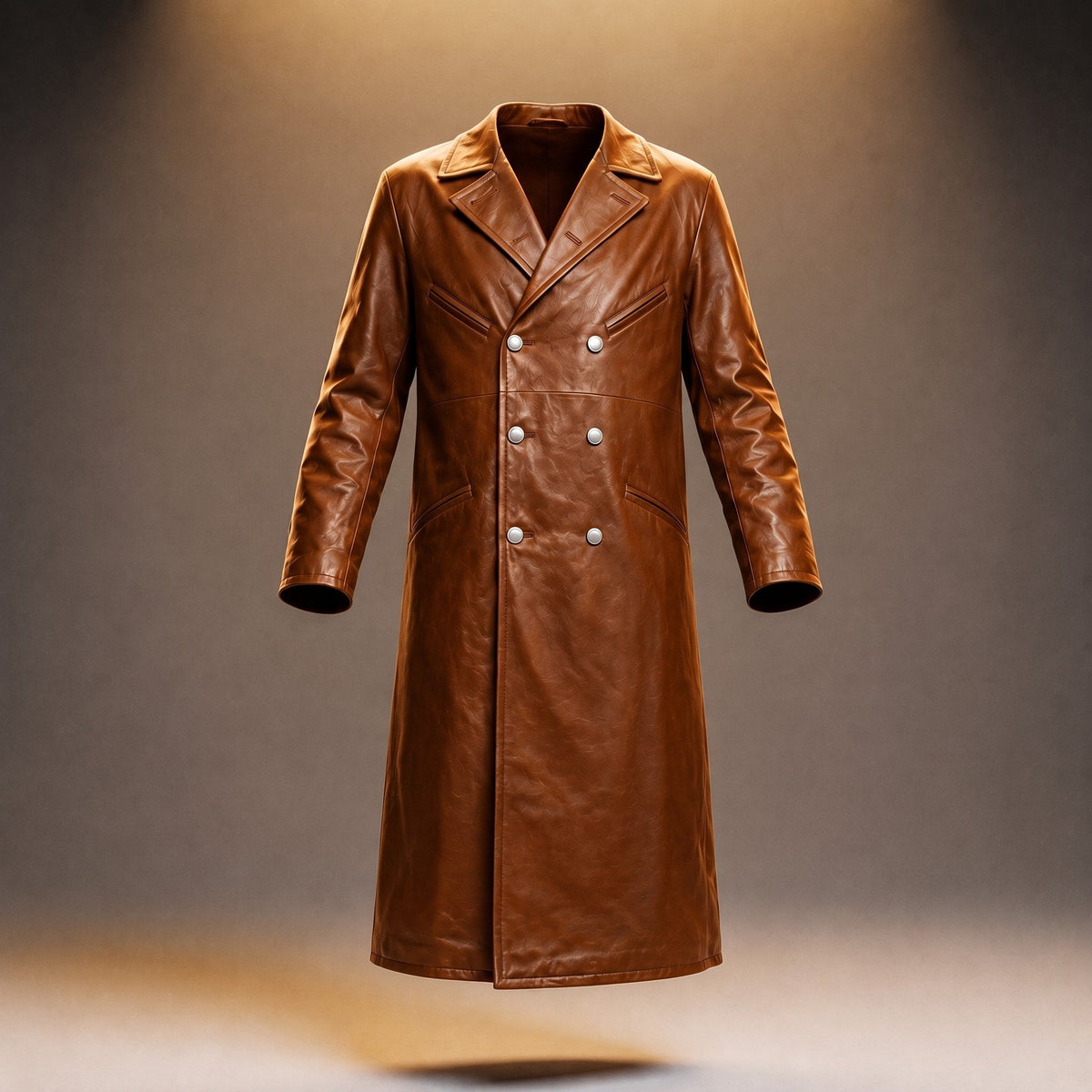 James - Men's Double-Breasted Long Overcoat with Wide Lapels