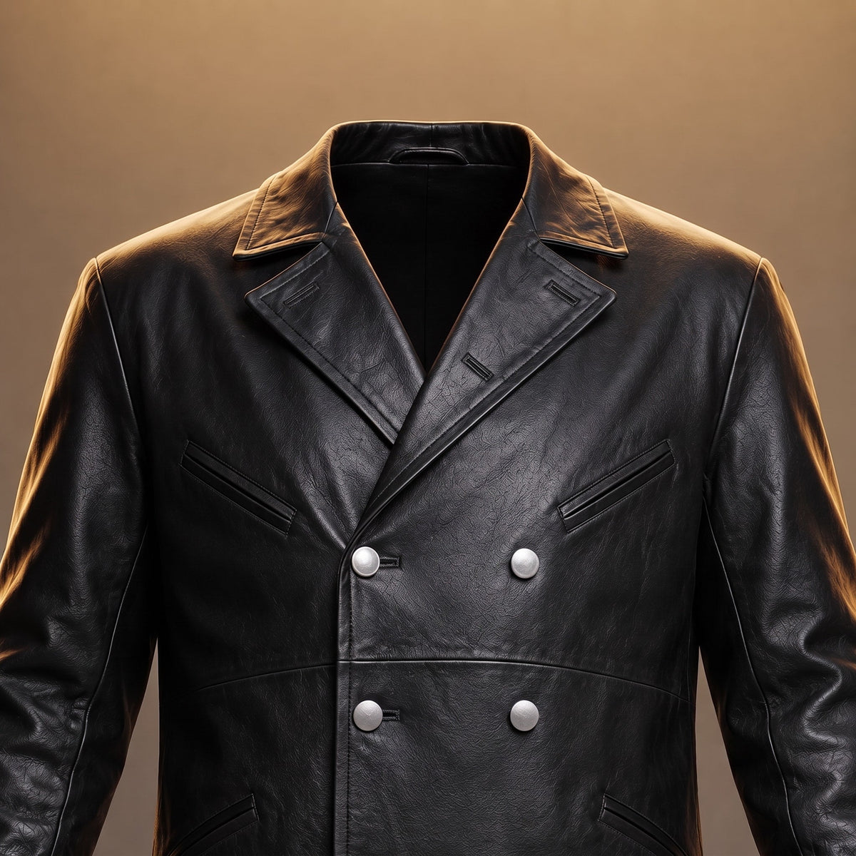 James - Men's Double-Breasted Long Overcoat with Wide Lapels