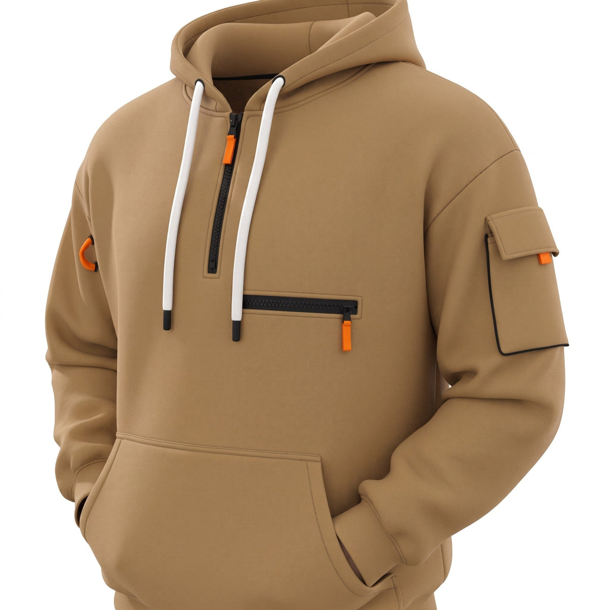 James - Men's Half-Zip Hoodie and Cargo Jogger Two-Piece Tracksuit Set