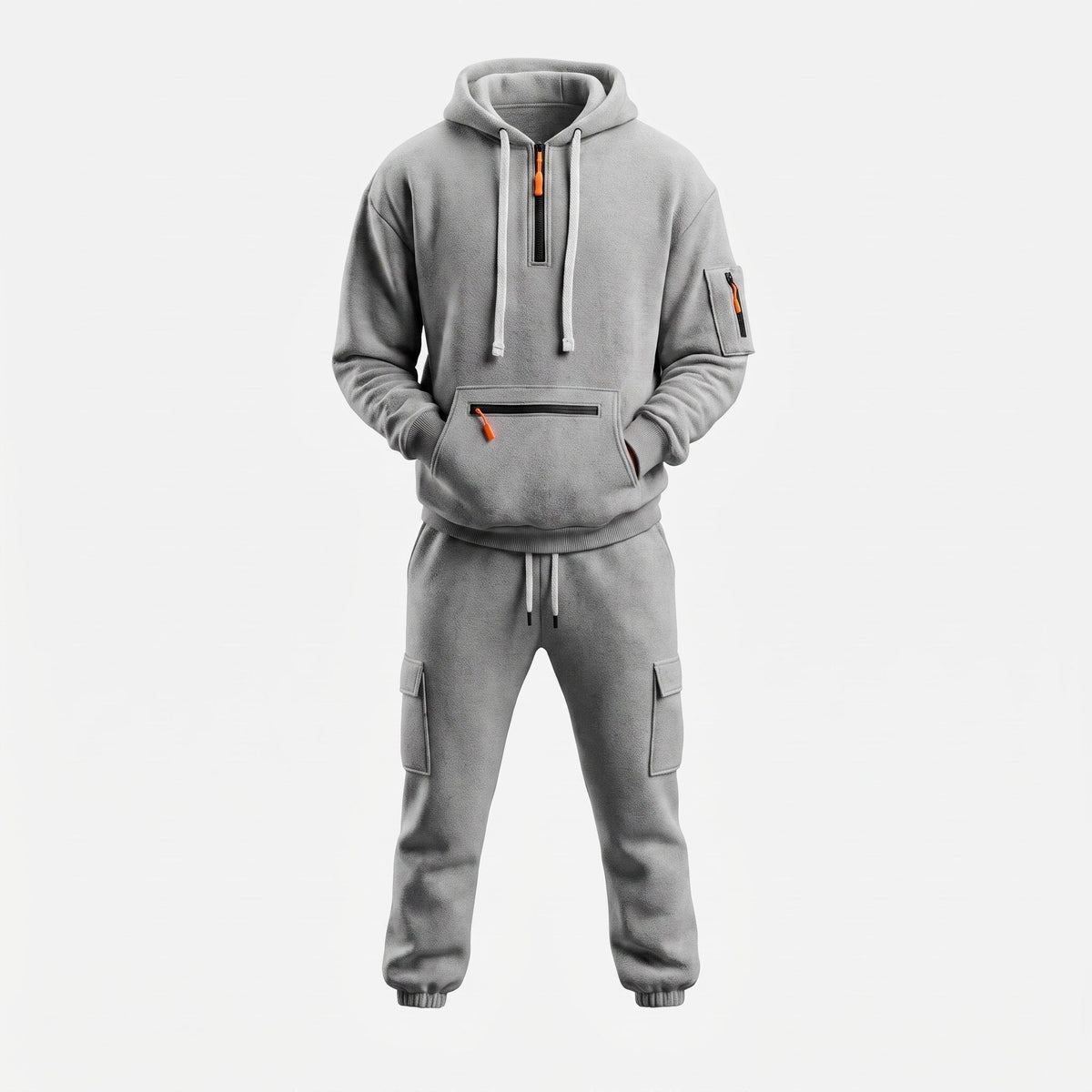 James - Men's Half-Zip Hoodie and Cargo Jogger Two-Piece Tracksuit Set