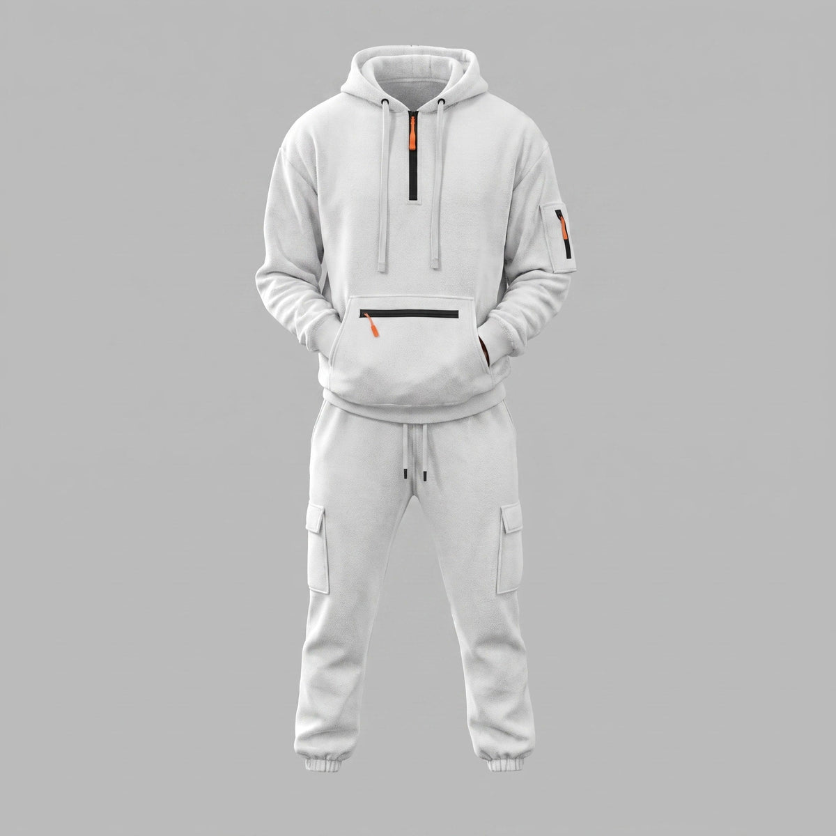 James - Men's Half-Zip Hoodie and Cargo Jogger Two-Piece Tracksuit Set