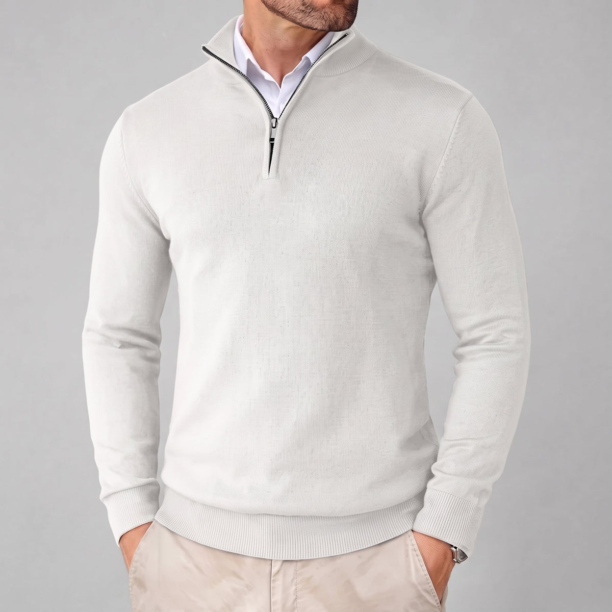 Marcus – Men’s Quarter-Zip Mock Neck Sweater