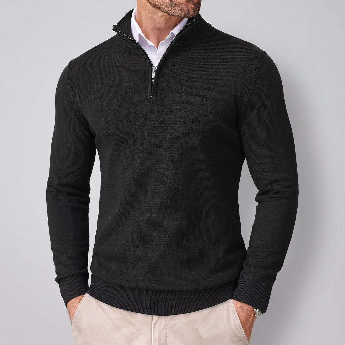 Marcus – Men’s Quarter-Zip Mock Neck Sweater
