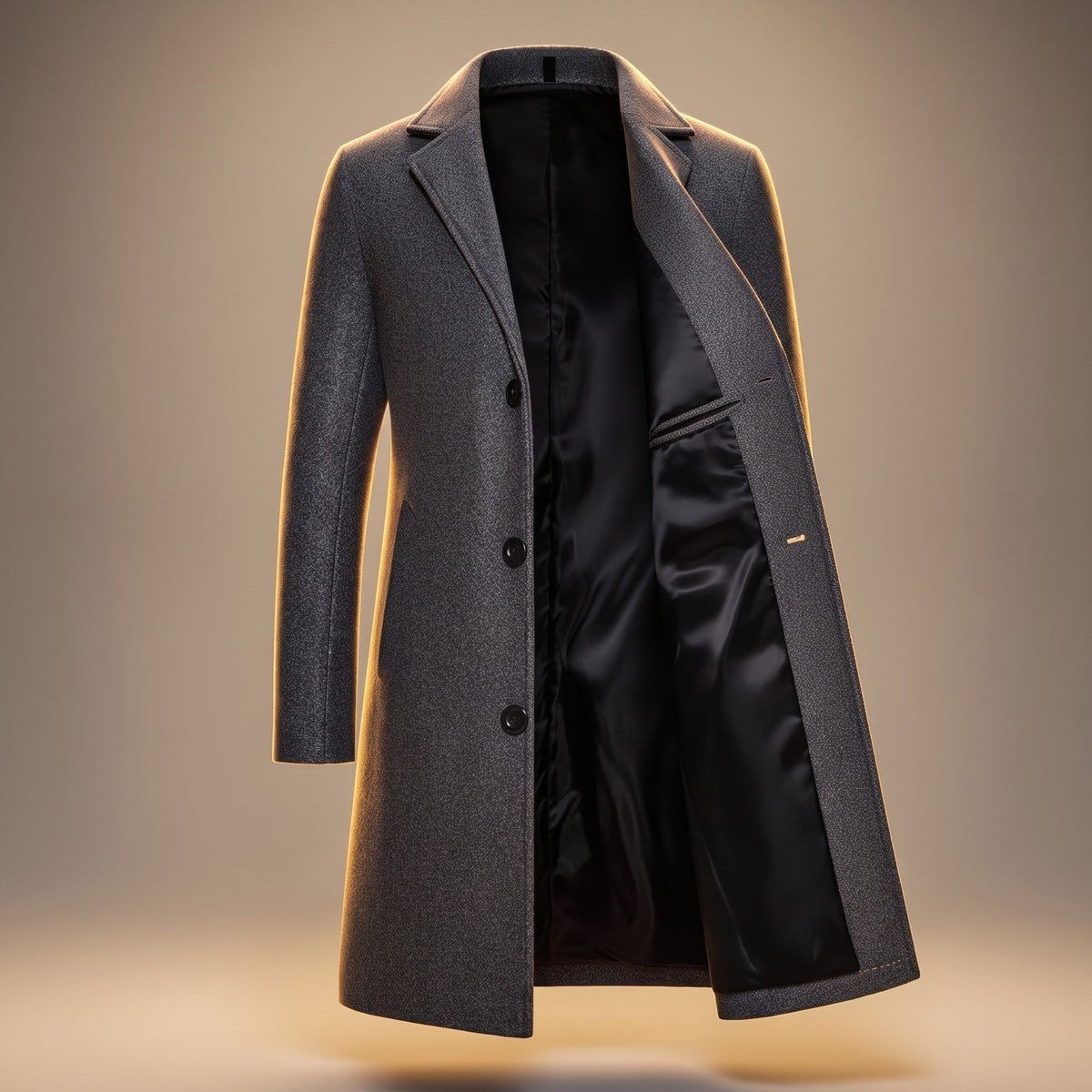 James - Men's Tailored Notch Lapel Longline Overcoat