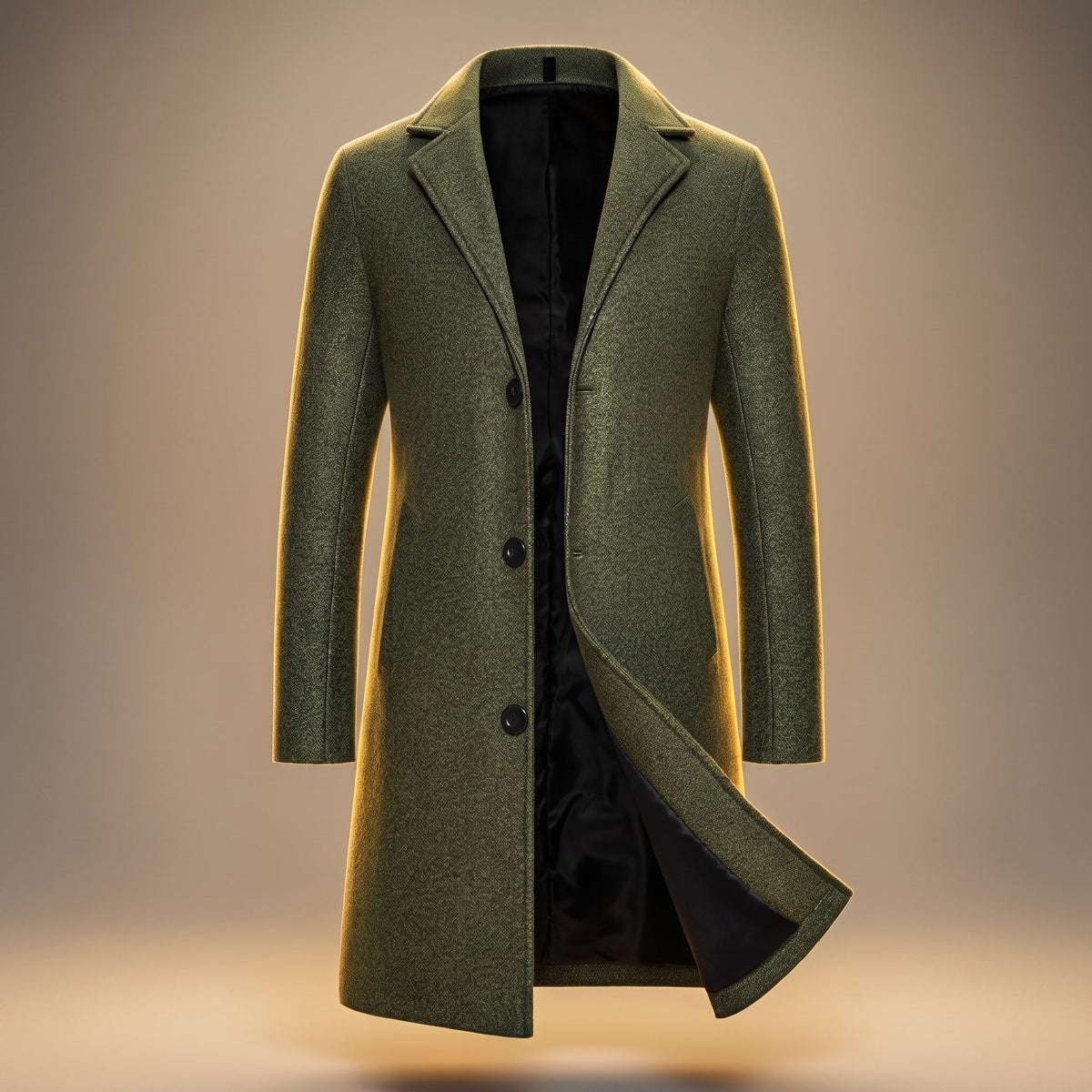 James - Men's Tailored Notch Lapel Longline Overcoat